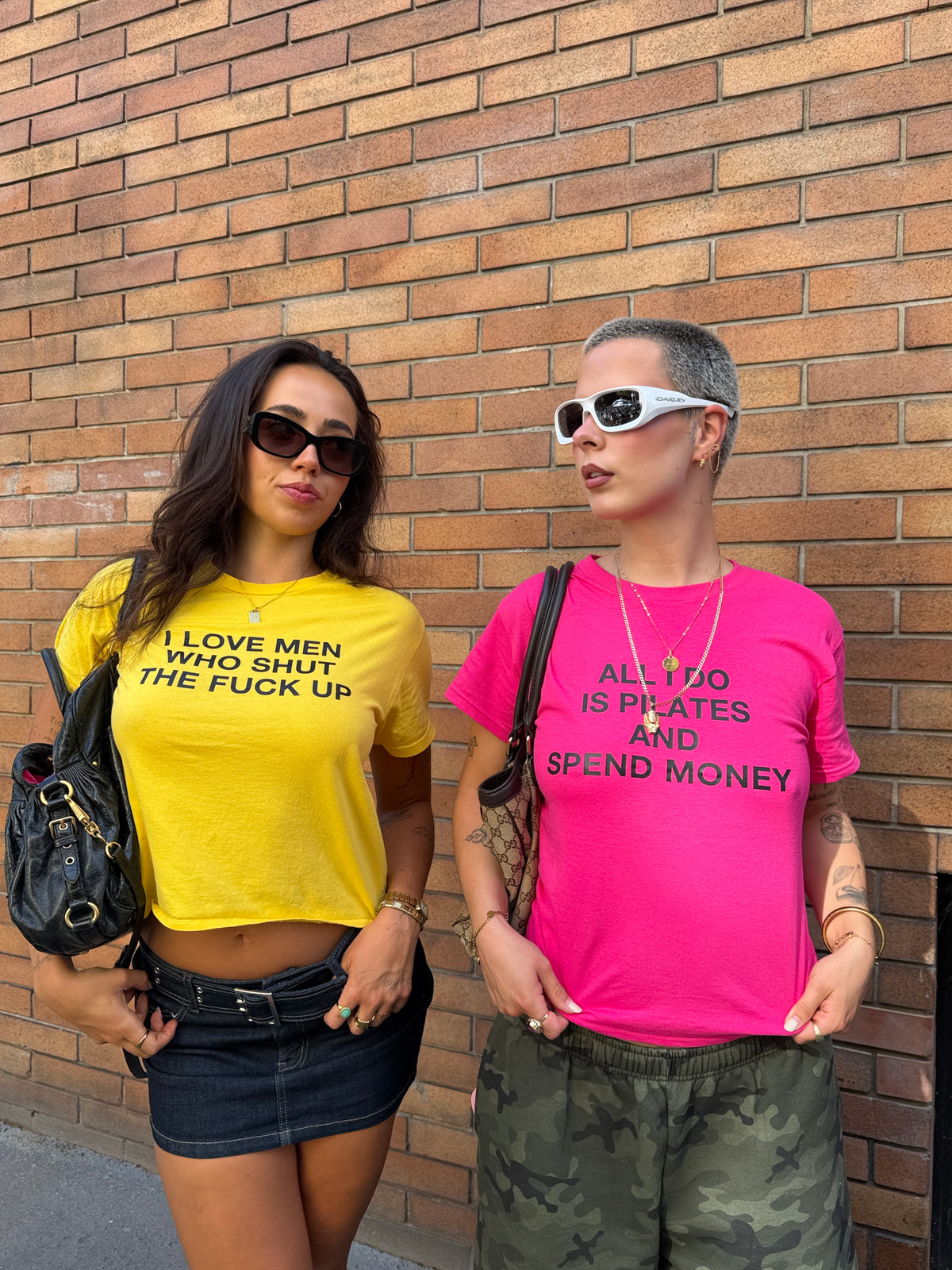 "ALL I DO IS PILATES AND SPEND MONEY" pink tee