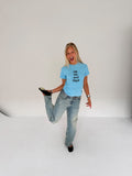 "idk idc and idgaf" blue tee