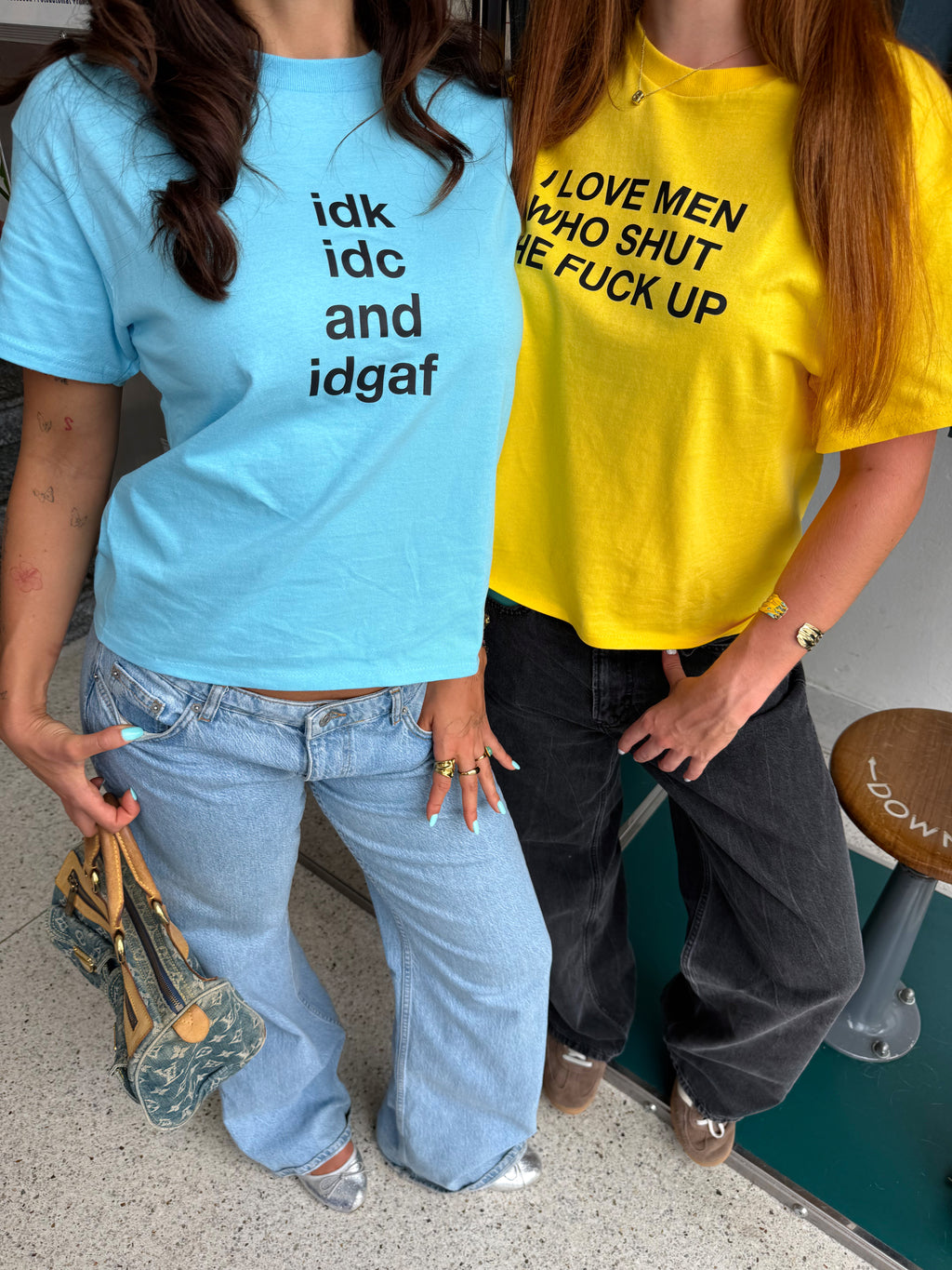 "I LOVE MEN WHO SHUT THE FUCK UP" yellow tee