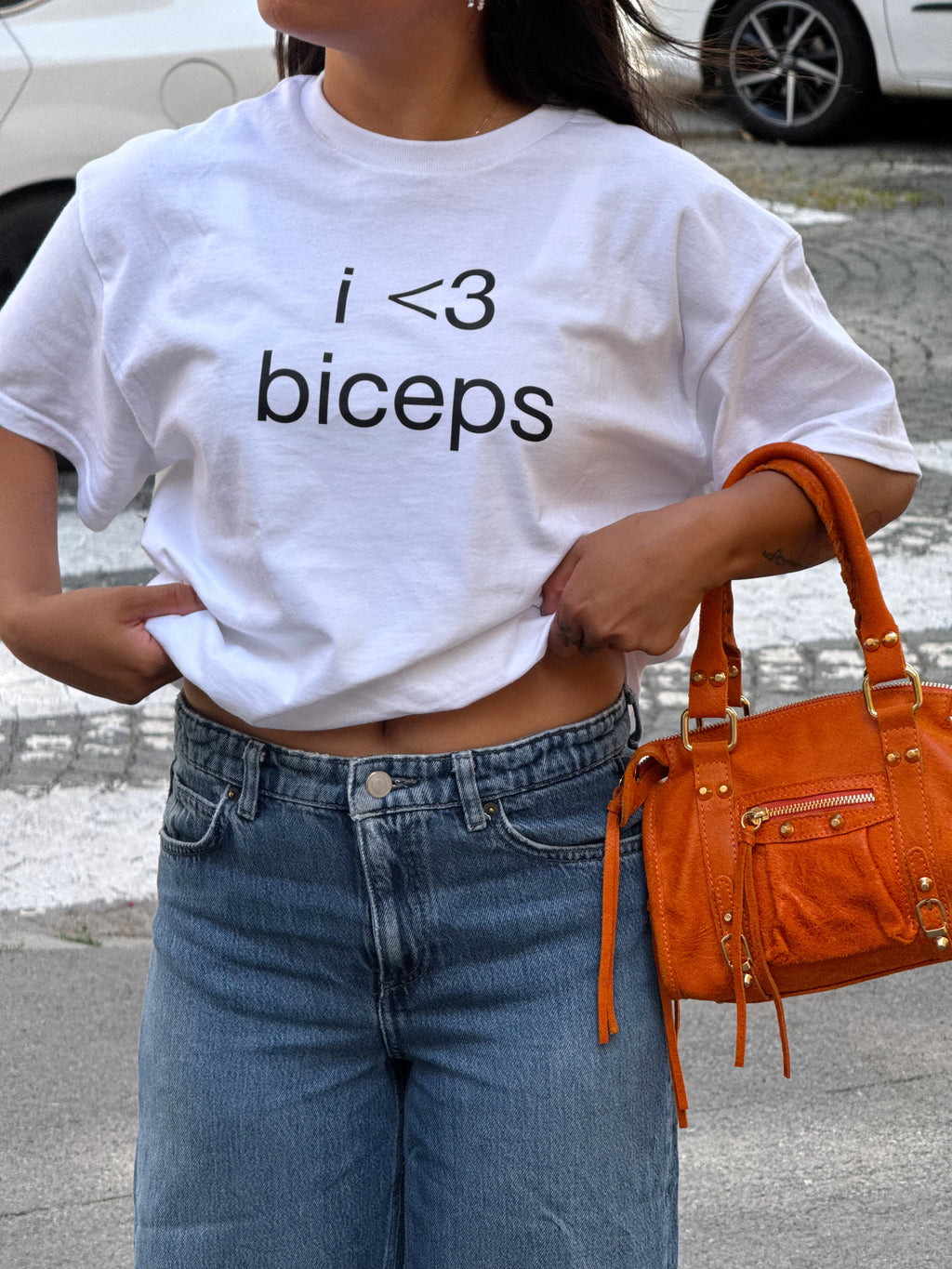 "i <3 biceps" white tee