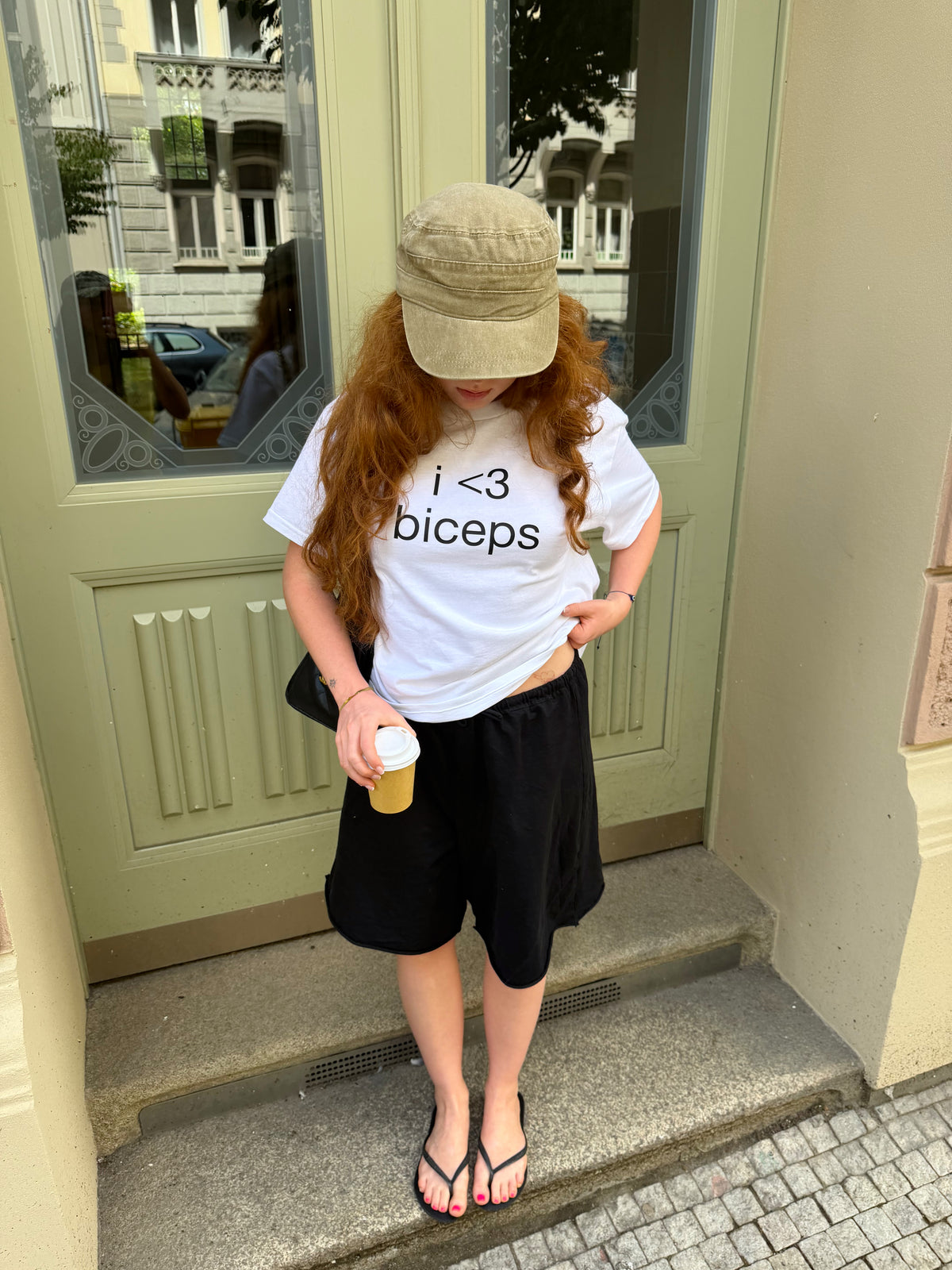 "i <3 biceps" white tee